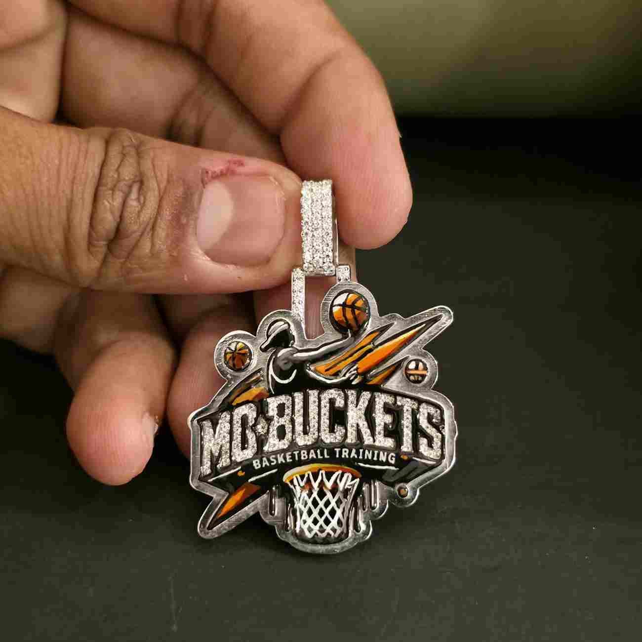 MC BUCKETS Custom Iced Out Hip Hop Diamond Pendant Alternate View