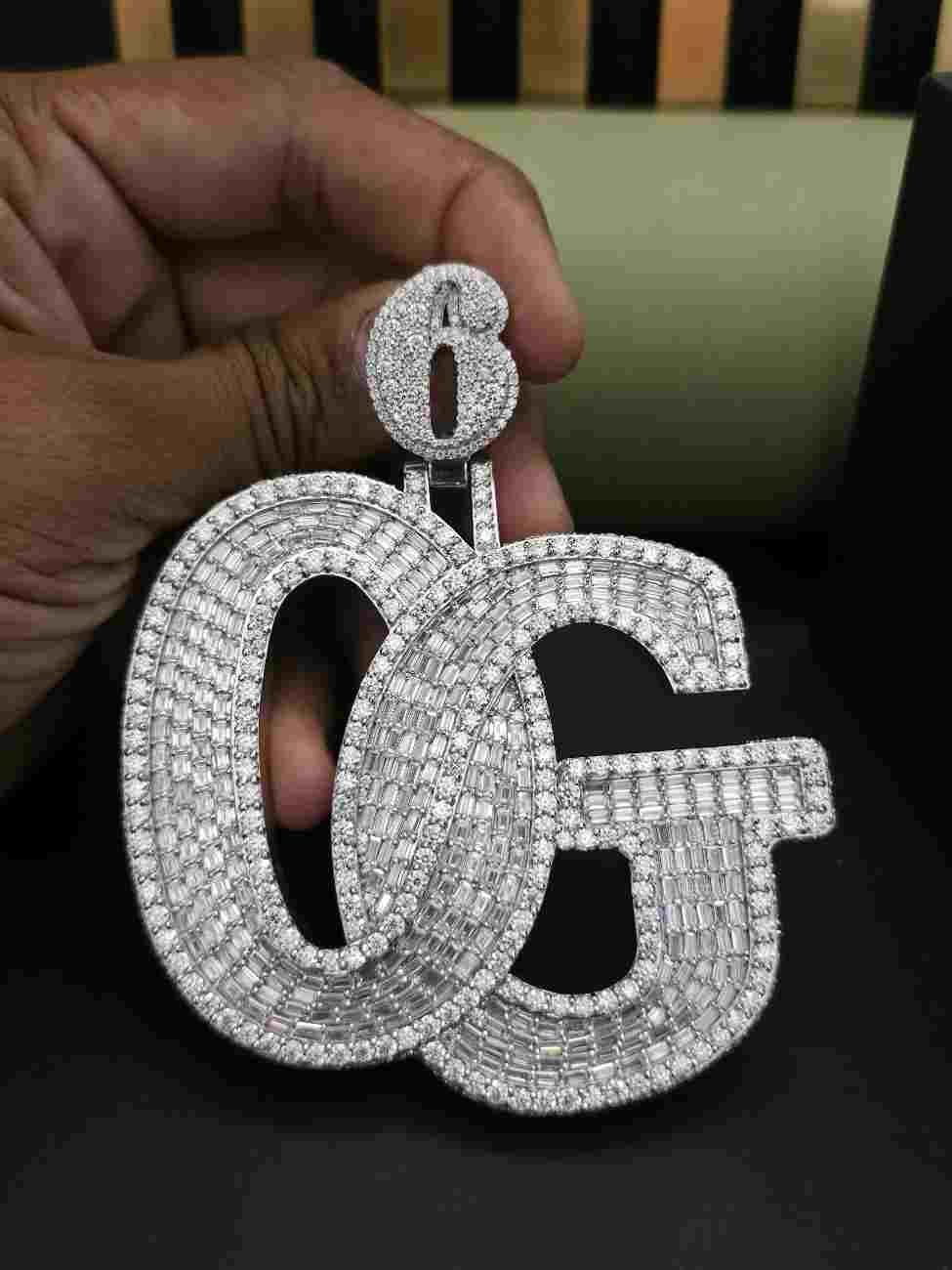 Full Iced Out OG Custom Latter Hip Hop Diamond Pendant Alternate View