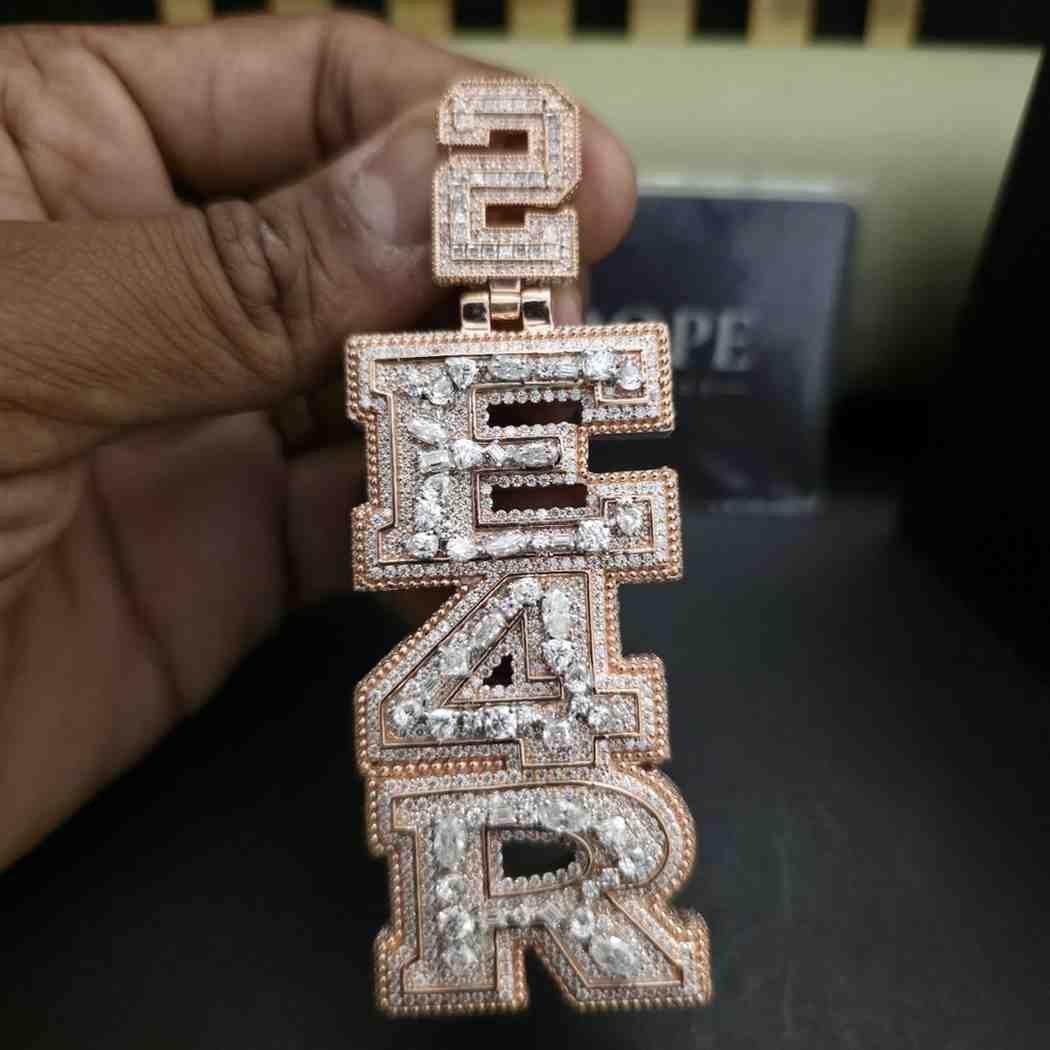 Custom E4R Diamond Pendant Rose Gold Hip Hop Pendant Alternate View