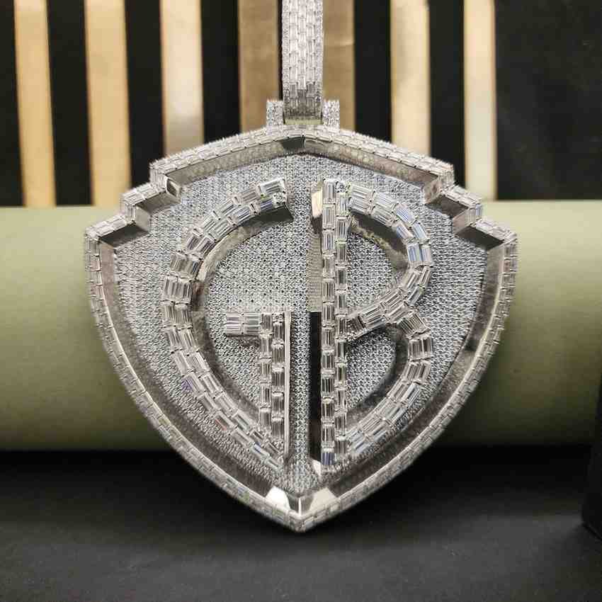 Full Iced Out GB Custom Letter Hip Hop Diamond Pendant