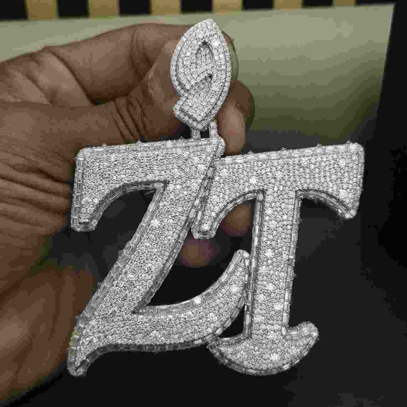Full Iced Out ZT Custom Latter Hip Hop Diamond Pendant Alternate View