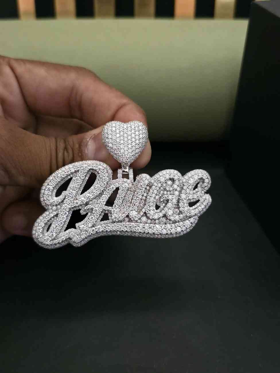 Custom Full Iced Out Diamond Letter Pendant Alternate View