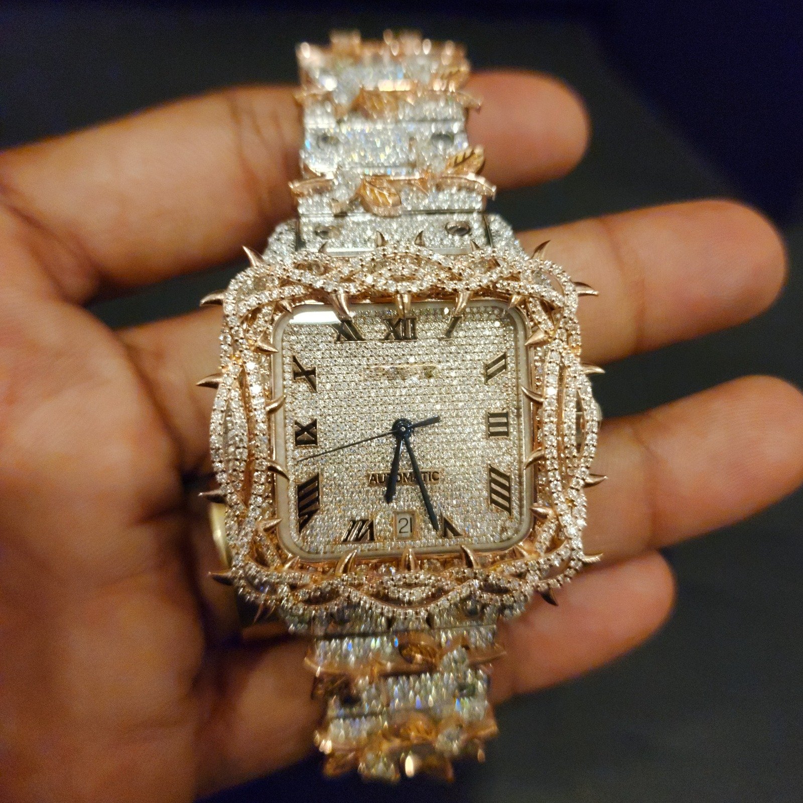 Full Iced Out Luxury Custom Diamond Watch For Men Alternate View
