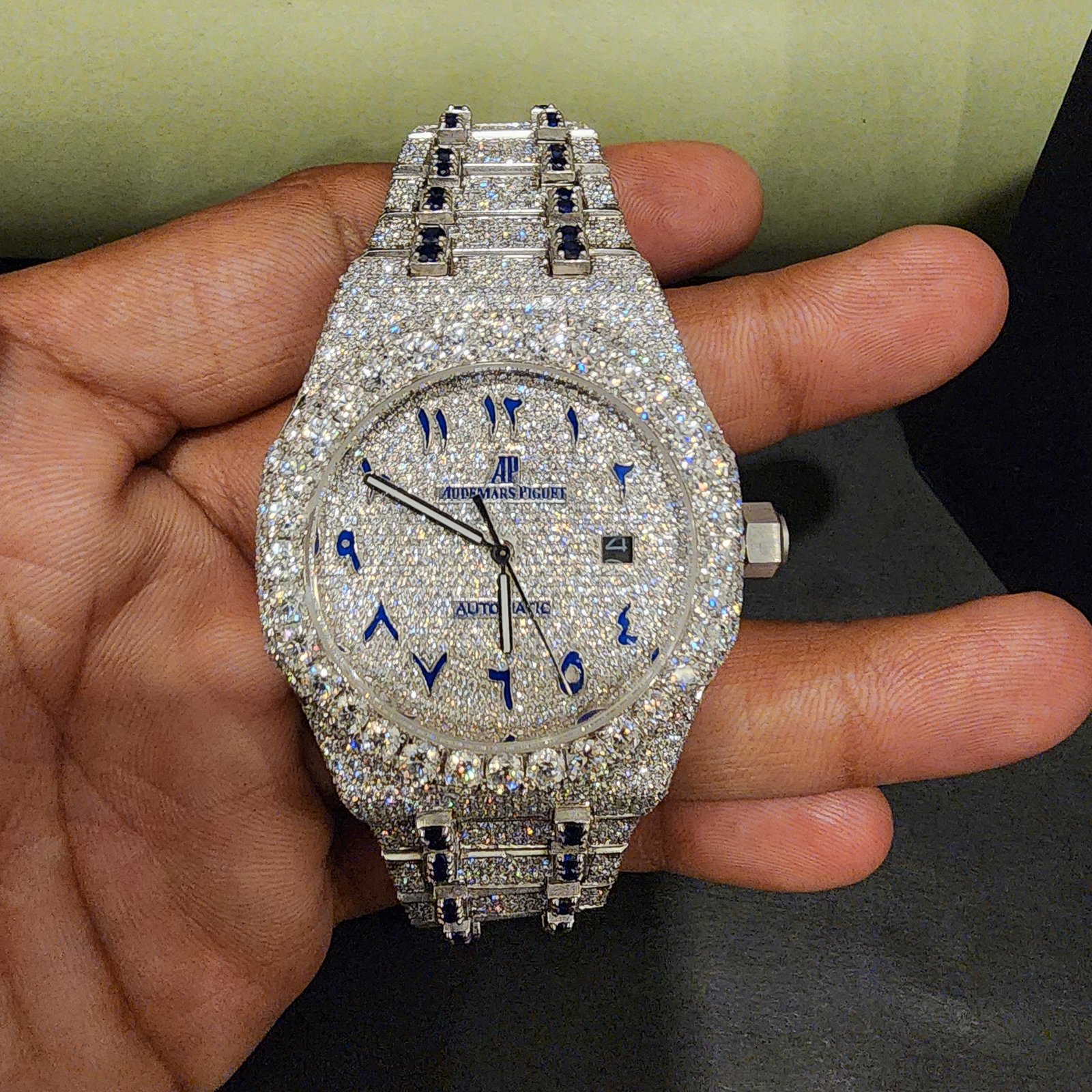 Elegant Full Iced Out Custom Pave Dial Diamond Watch Alternate View