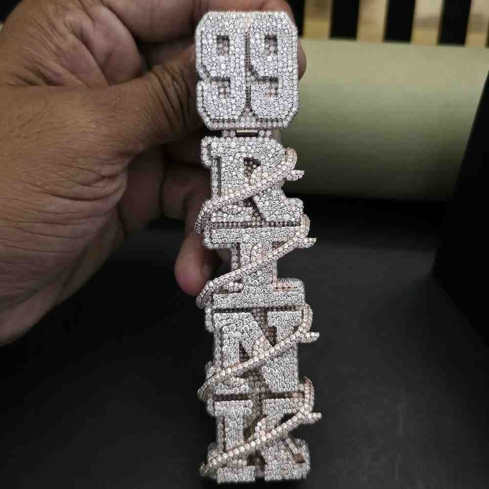 Custom Iced Out Pendant Thorn Wrap Diamond Letters Hip Hop Diamond Jewelry Alternate View