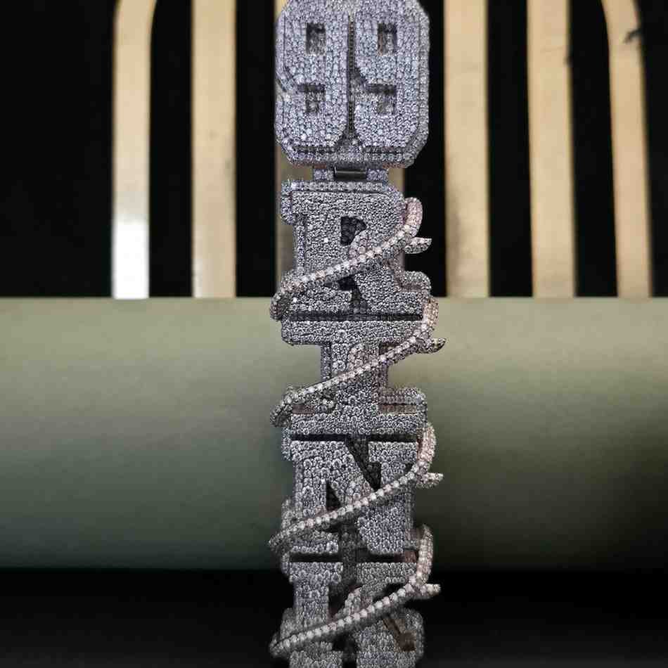 Custom Iced Out Pendant Thorn Wrap Diamond Letters Hip Hop Diamond Jewelry