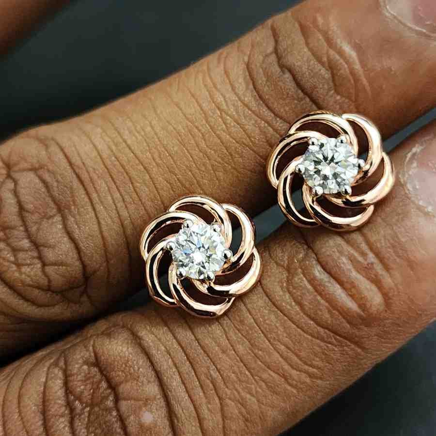Charm Round Cut Exclusive Stud Earrings Alternate View