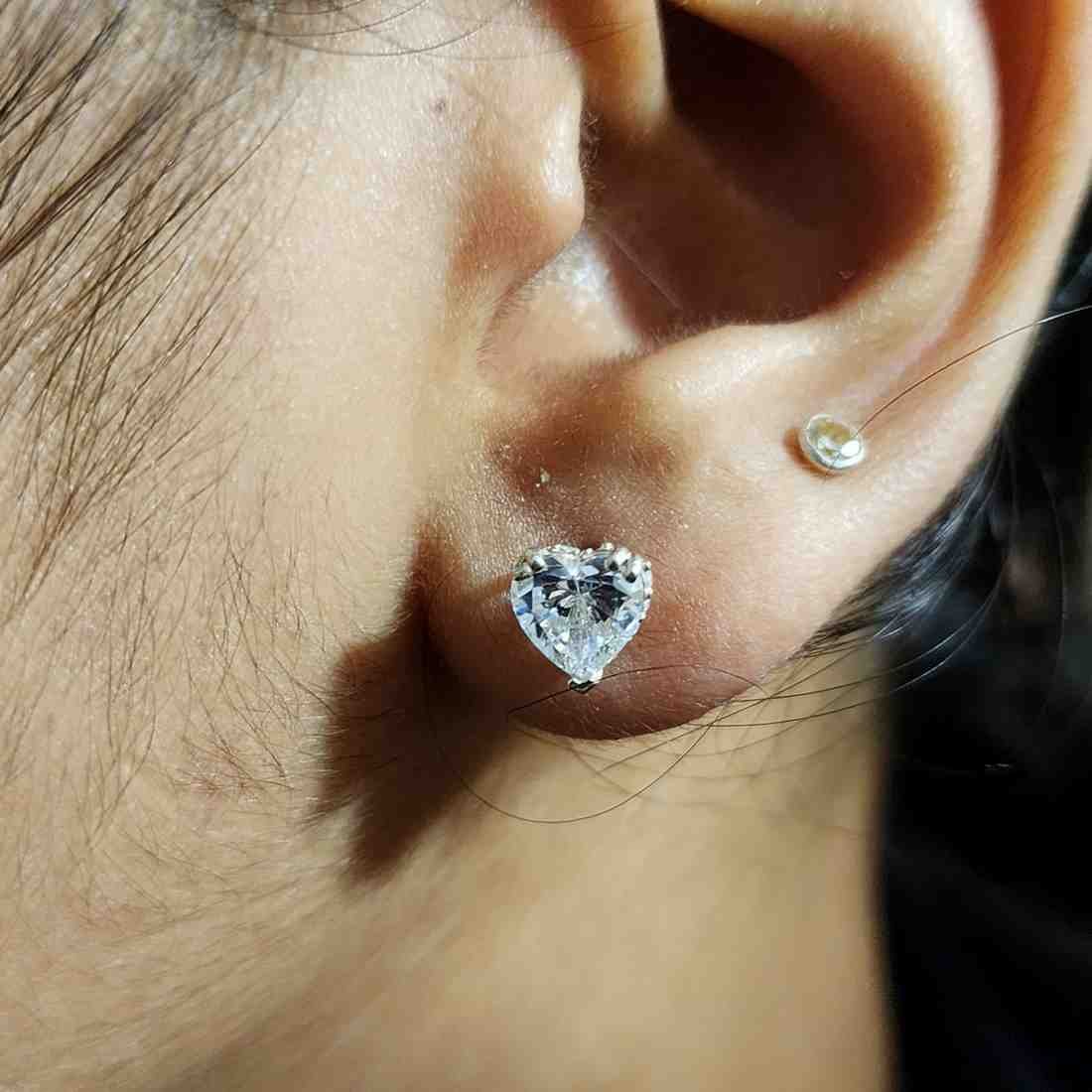 Pretty Heart Cut Solitaire Diamond Stud Earrings Alternate View