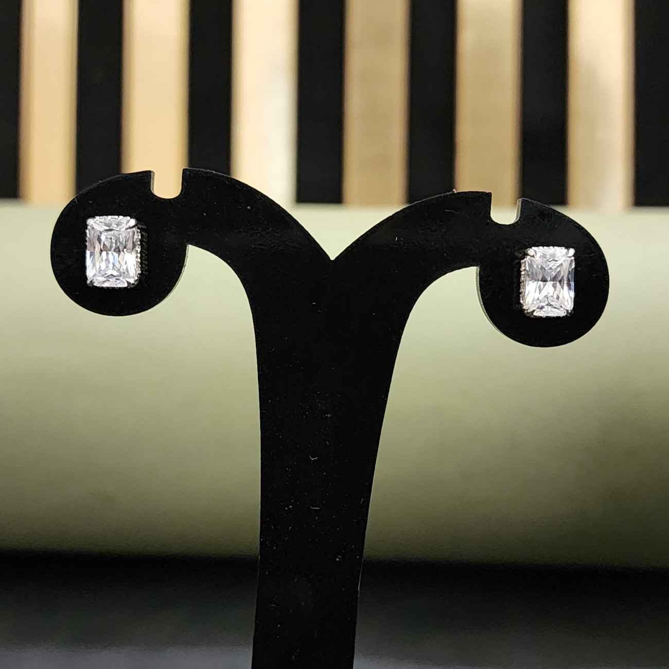 Solitaire Radiant Diamond Stud Earrings
