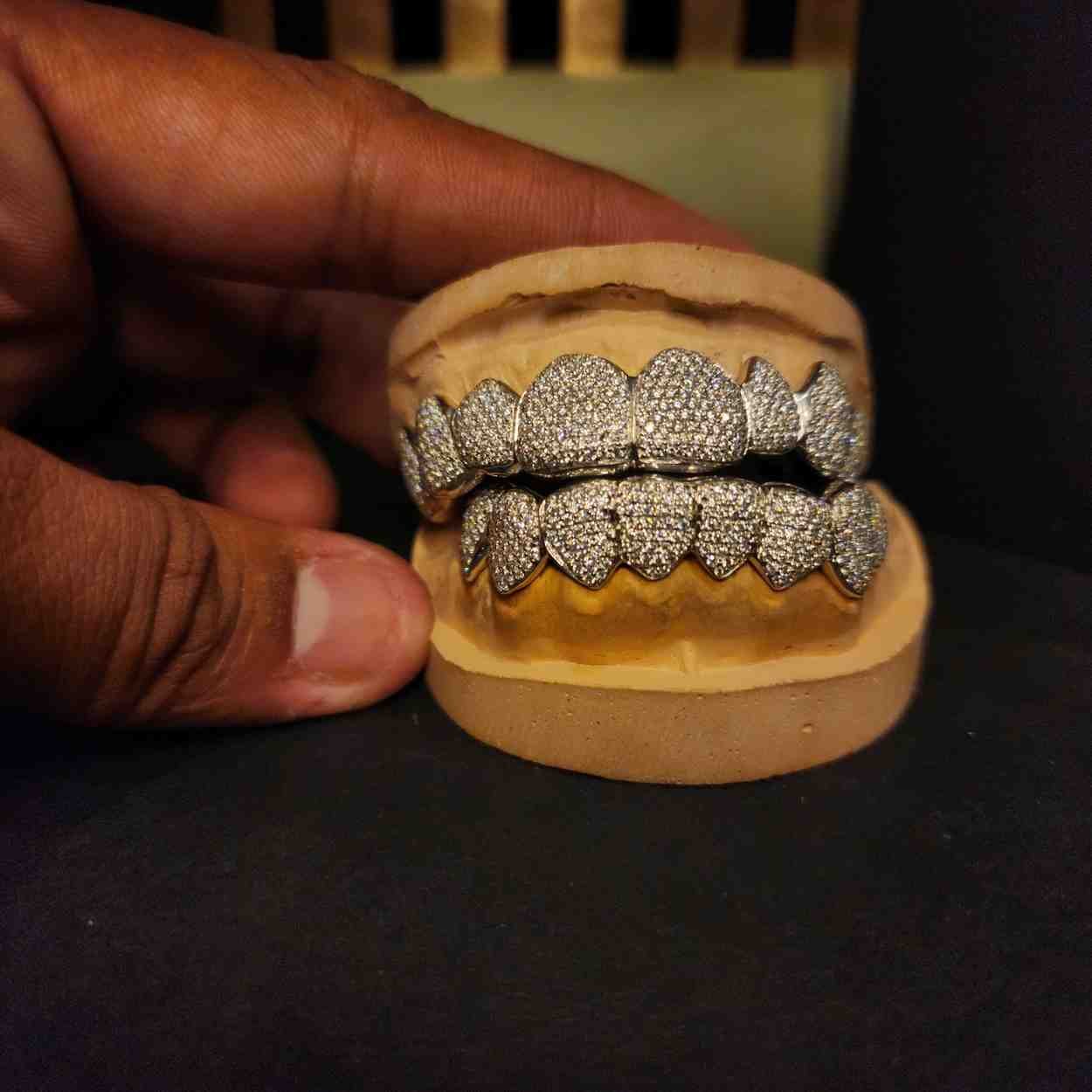 Iced Out Diamond Grillz Set Top & Bottom Alternate View