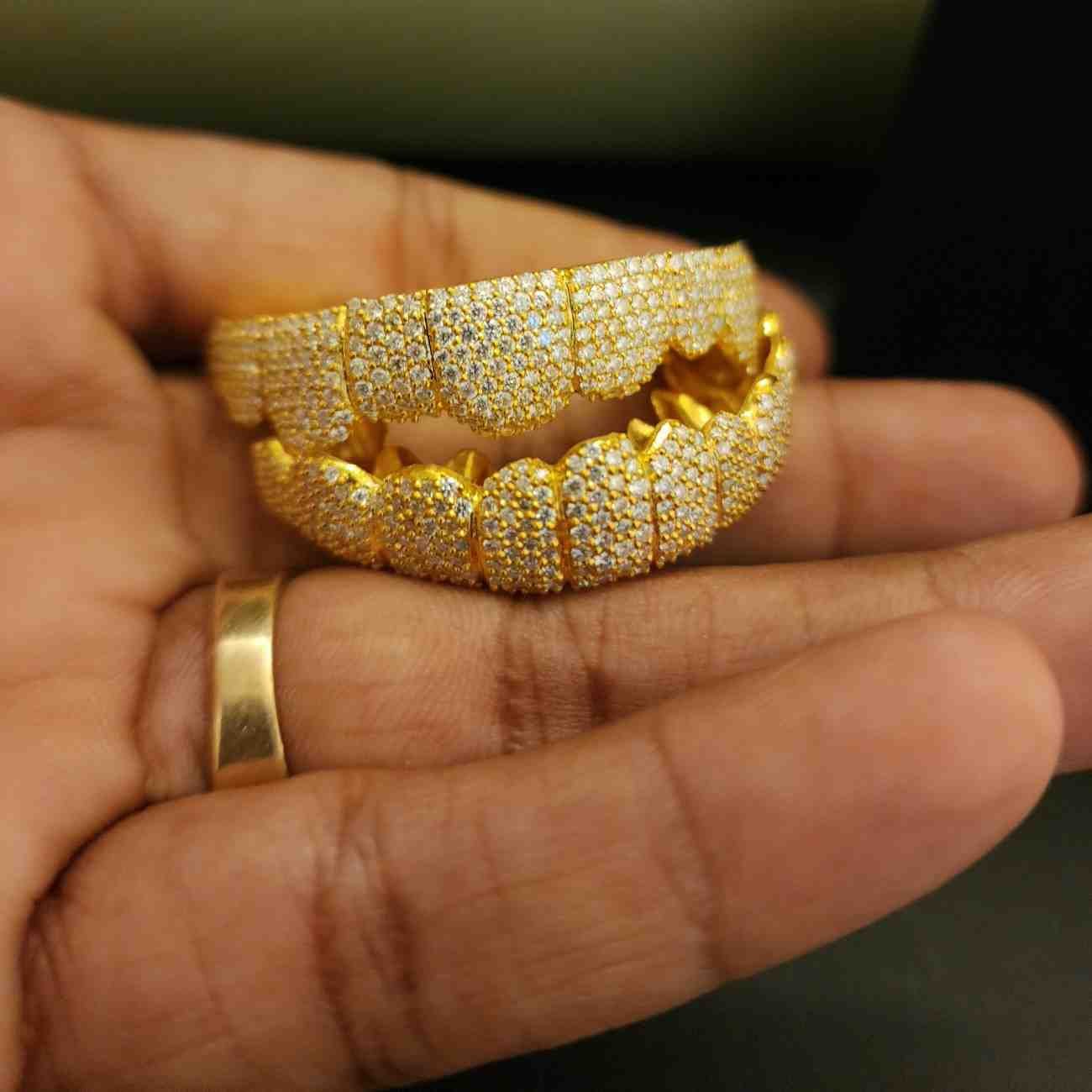 Diamond Grillz Set – Full Pave Hip Hop Rapper Mouth Jewelry Alternate View