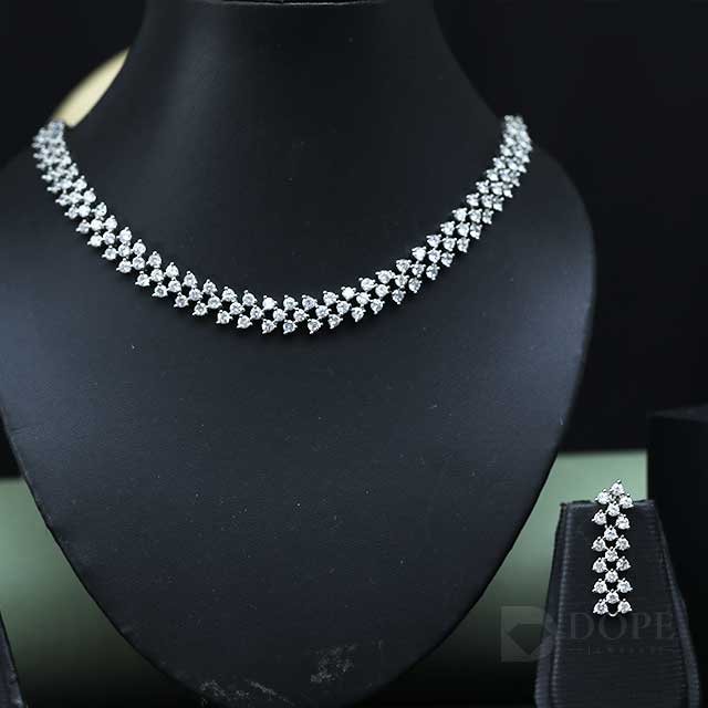 Luxury Women's Diamond Necklace and Earrings Set