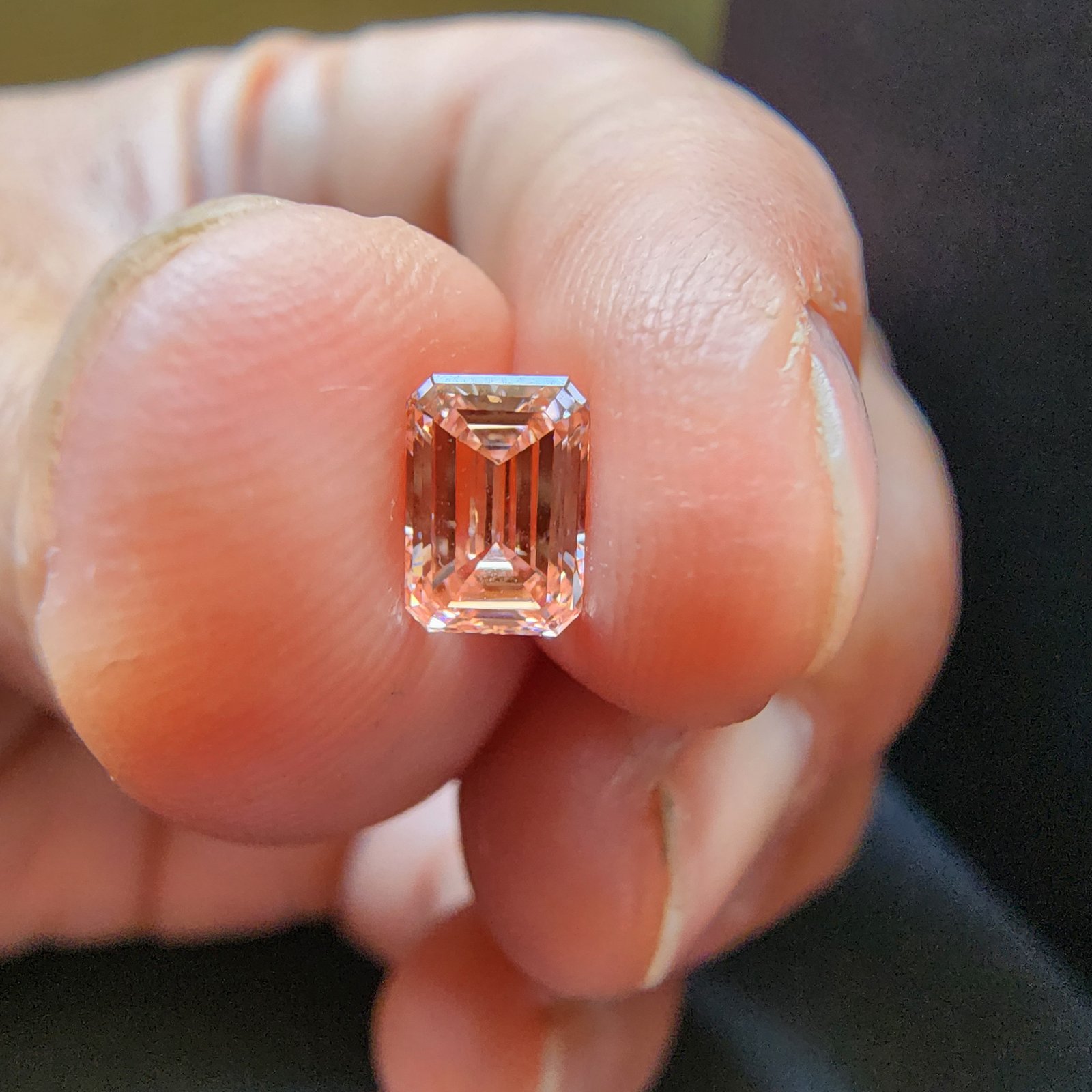 Elegant 0.60CT Light Pink Lab Grown Emerald Cut Fancy Color Diamond Alternate View