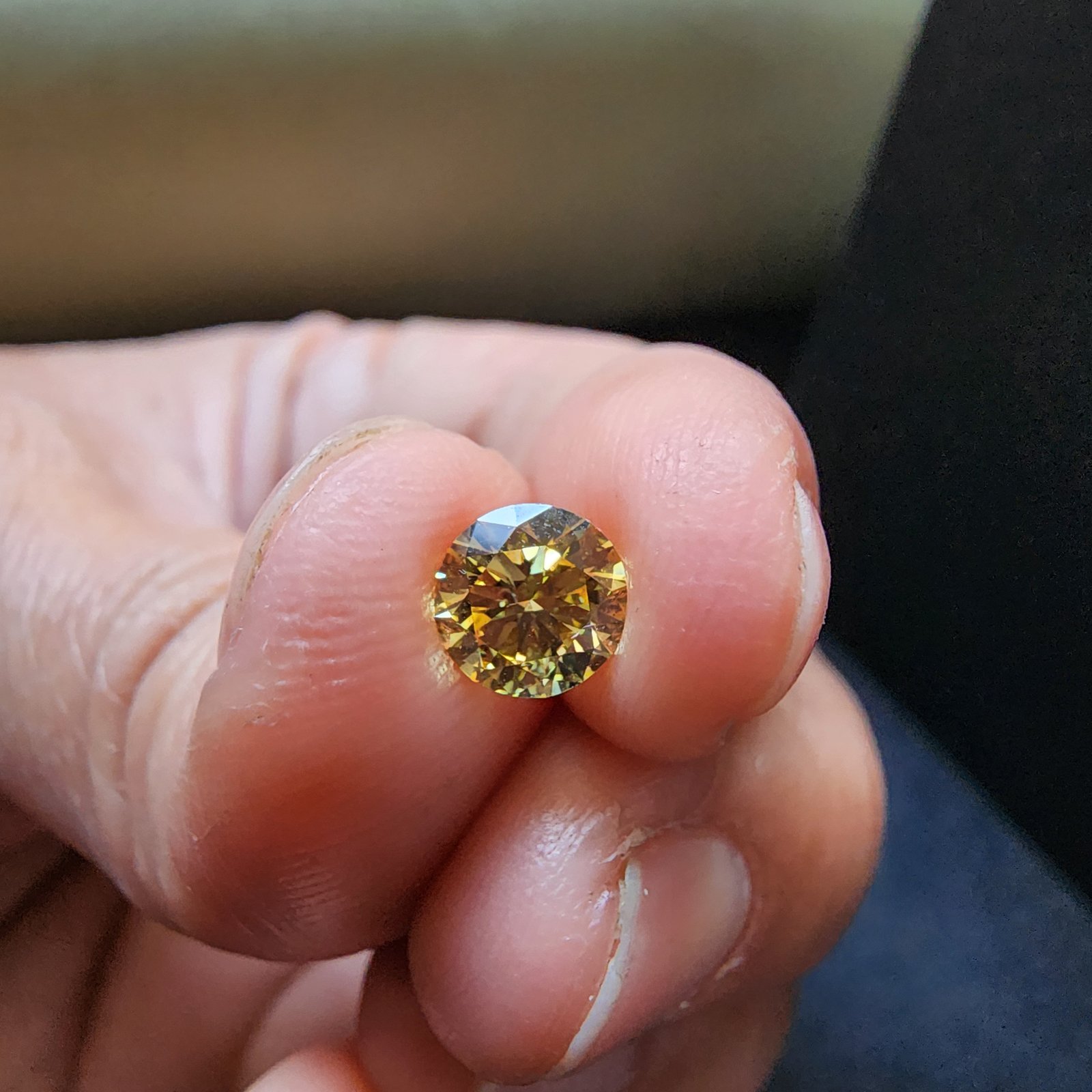 Exclusive Sparkle 0.75CT Fancy Yellow Round CVD Lab Grown Diamond with Filled Clarity IGI Certified Alternate View