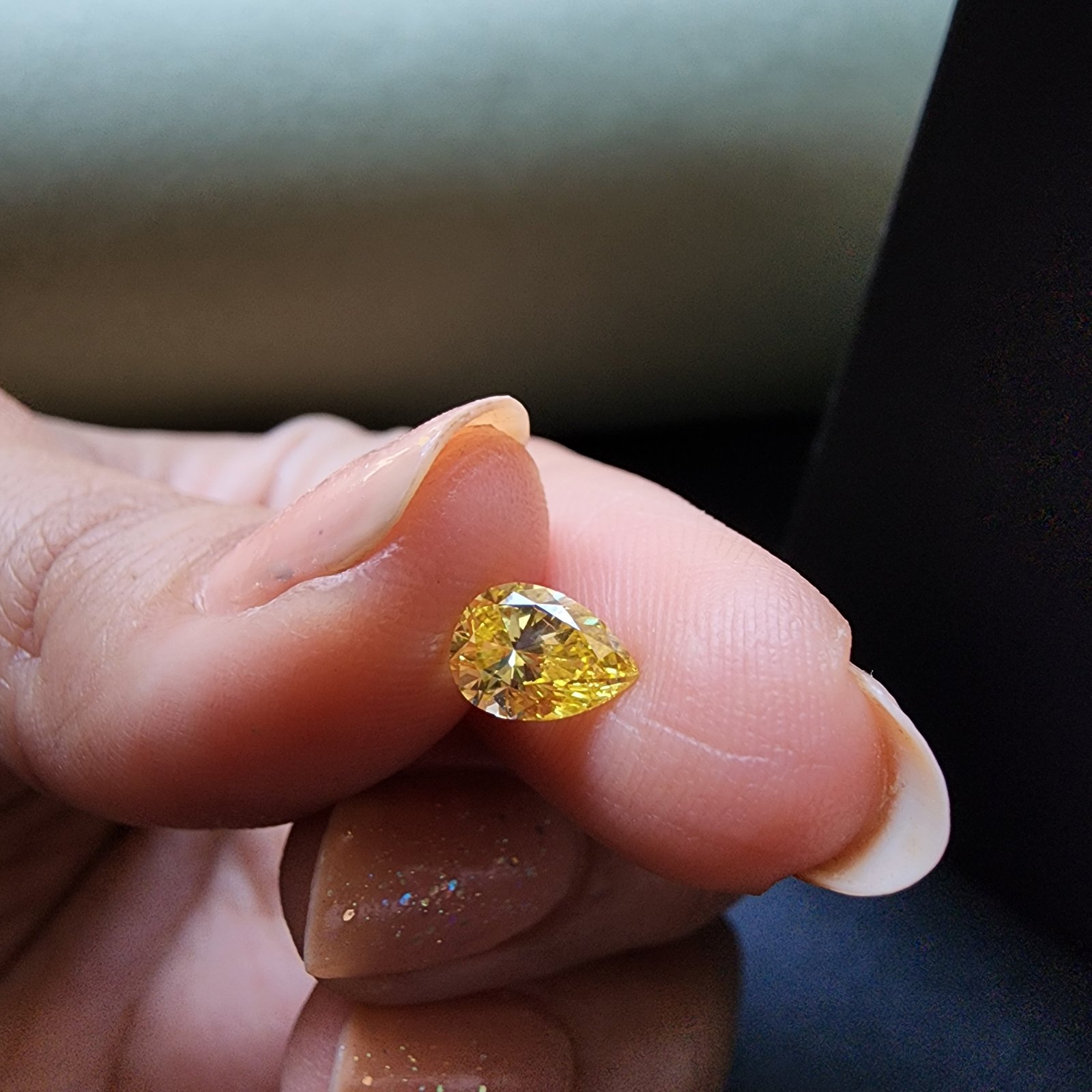 Elegant 0.72CT Solitaire Pear Fancy Yellow Lab Grown Diamond Alternate View
