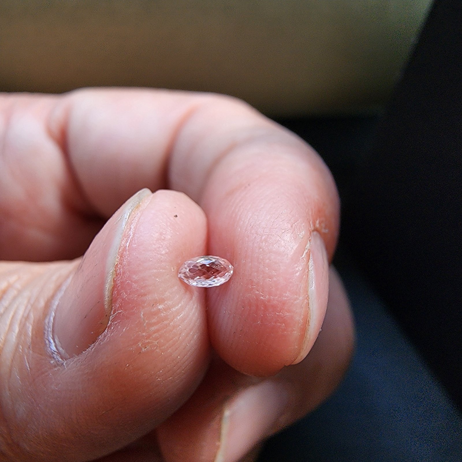 Unique 0.105CT Briolette Marquise Cut Lab Grown Filled Diamond IGI Certified Alternate View